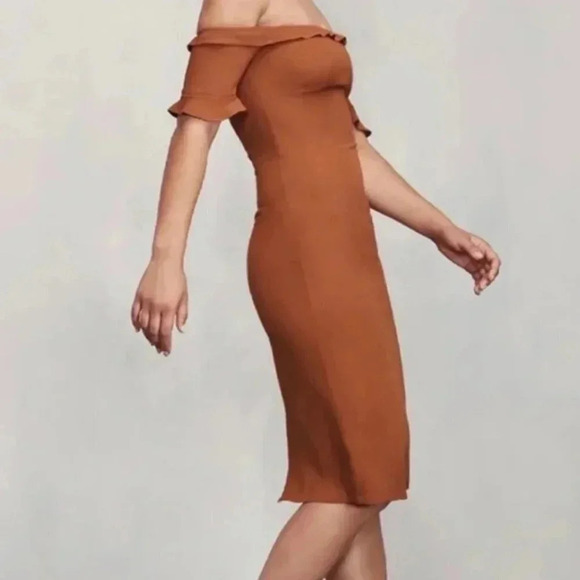 Reformation Rust Off-Shoulder Midi Dress - Picture 2 of 9